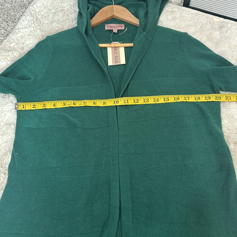 CAROL ROSE Large Green Hooded Cardigan - Picture 9 of 14